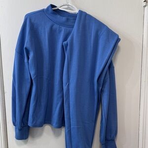 Amazon Essentials Women's Classic Blue Crewneck Sweatsuit Set